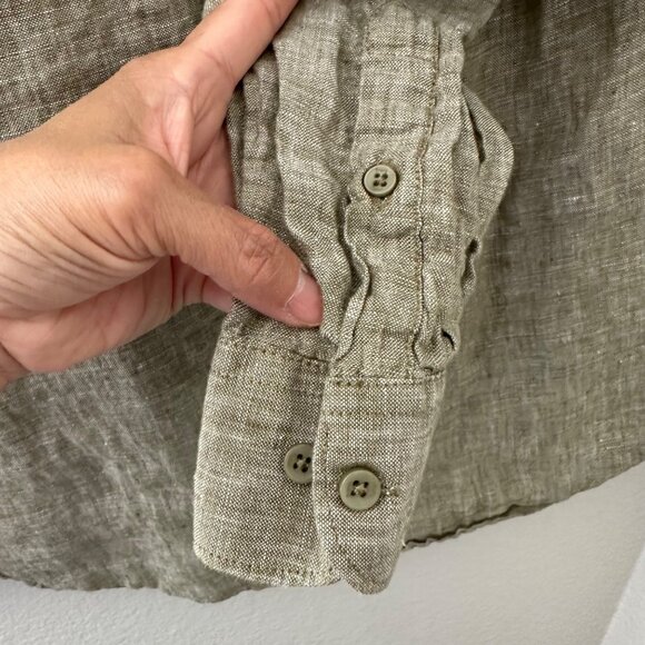 Frank Tailor Premium Collection Regular Fit Button Up Shirt Mandarin Neck Linen - Picture 6 of 9